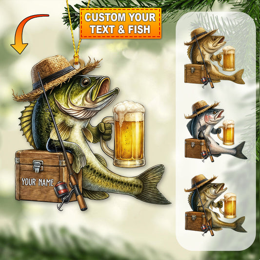 Fishing Lover, Home Decor, Christmas Ornament, Personalized Ornament