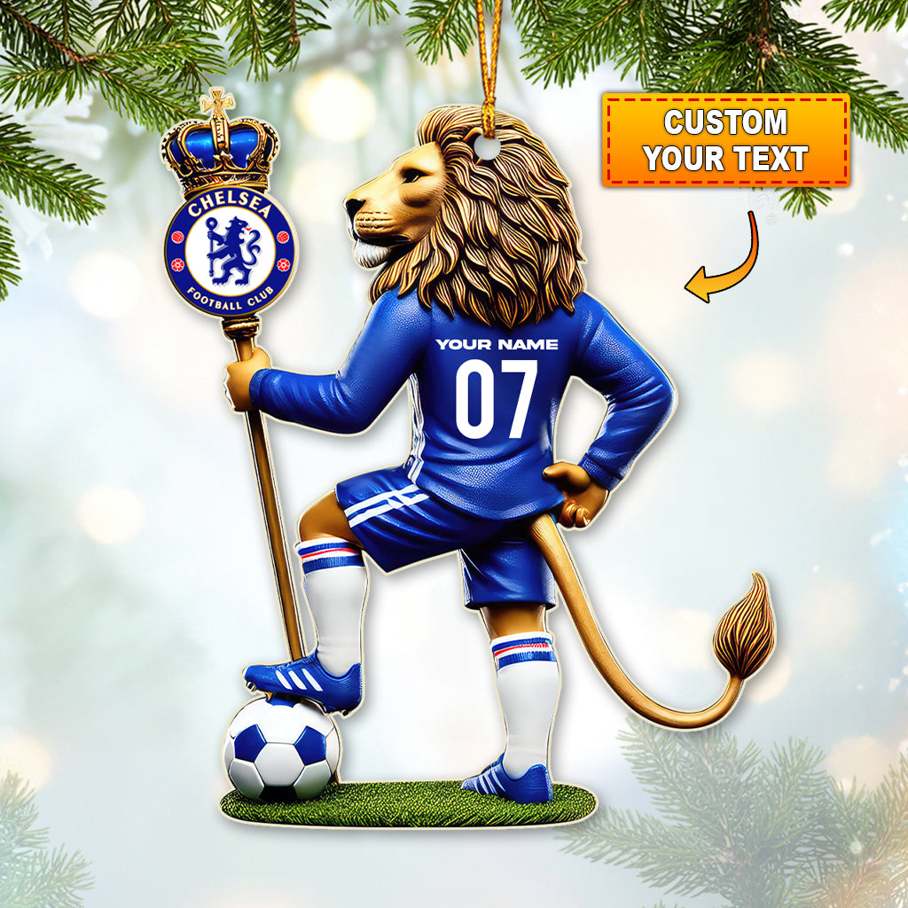 Custom Name Chelsea Ornament, Christmas Gift for Football Lover