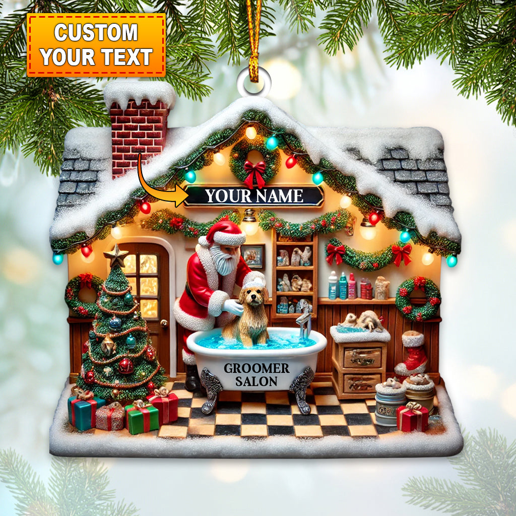 Santa Groomer Salon Home Decor Christmas Ornament, Personalized Ornament