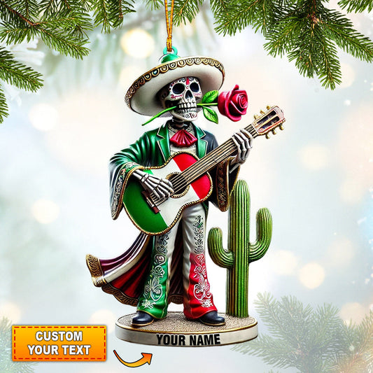 Skull Musican Home Decor Christmas Ornament, Personalized Ornament