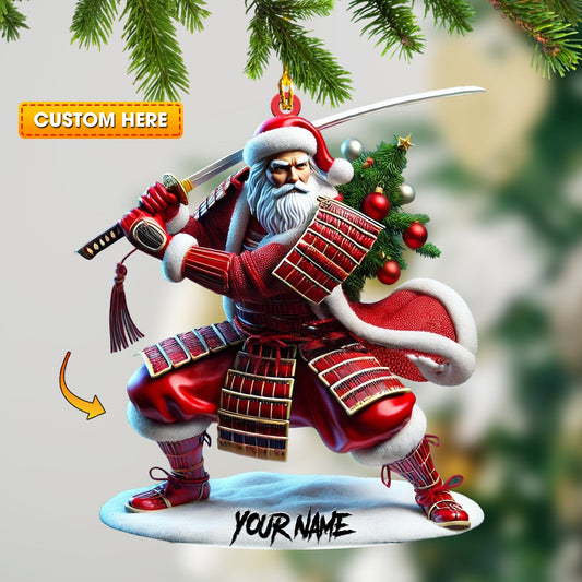 Santa Samurai Home Decor Christmas Ornament, Personalized Ornament