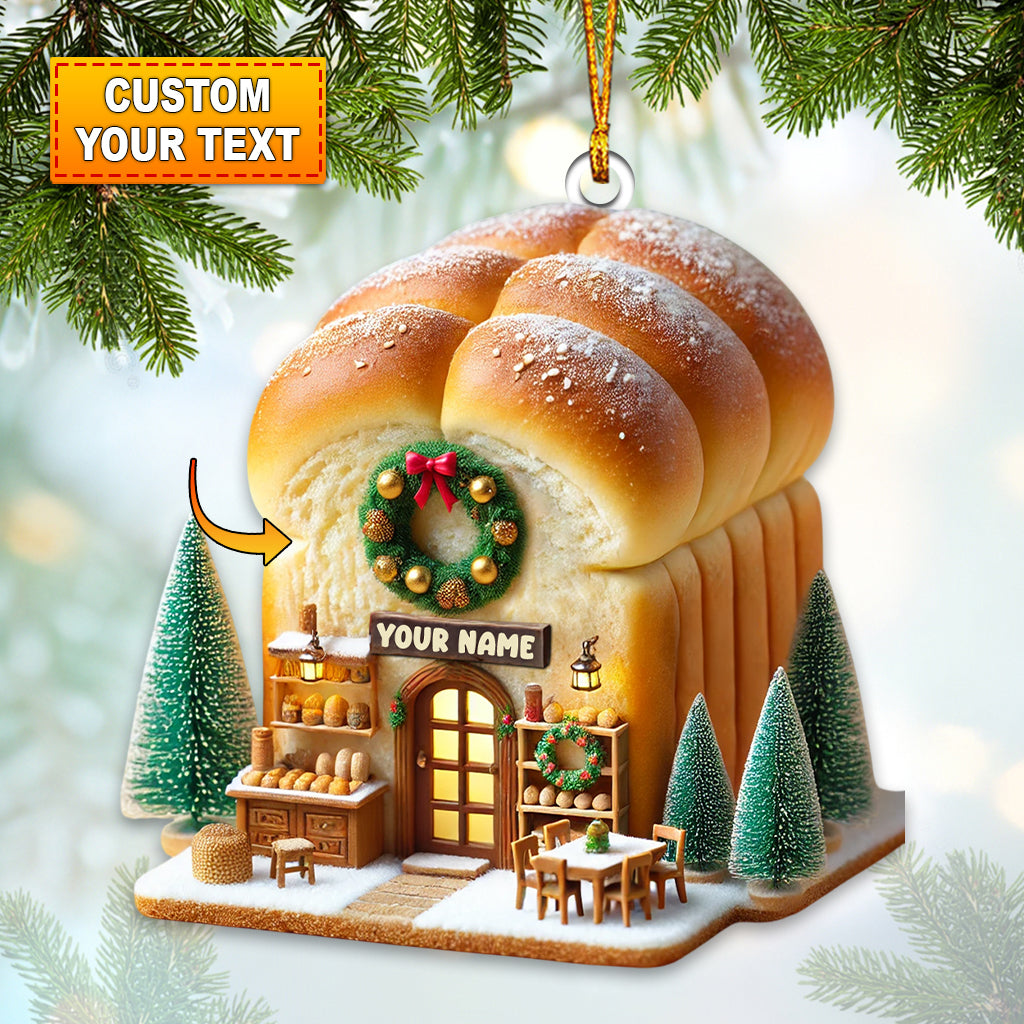 Santa Bread Shop Home Decor Christmas Ornament, Personalized Ornament