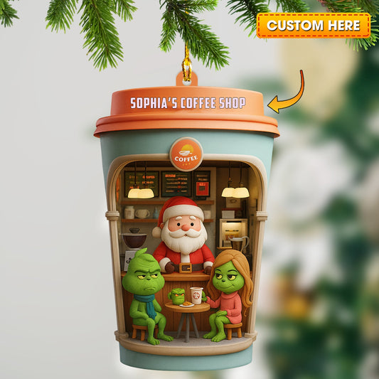 Christmas Coffee Shop, Home Decor, Christmas Ornament, Personalized Ornament