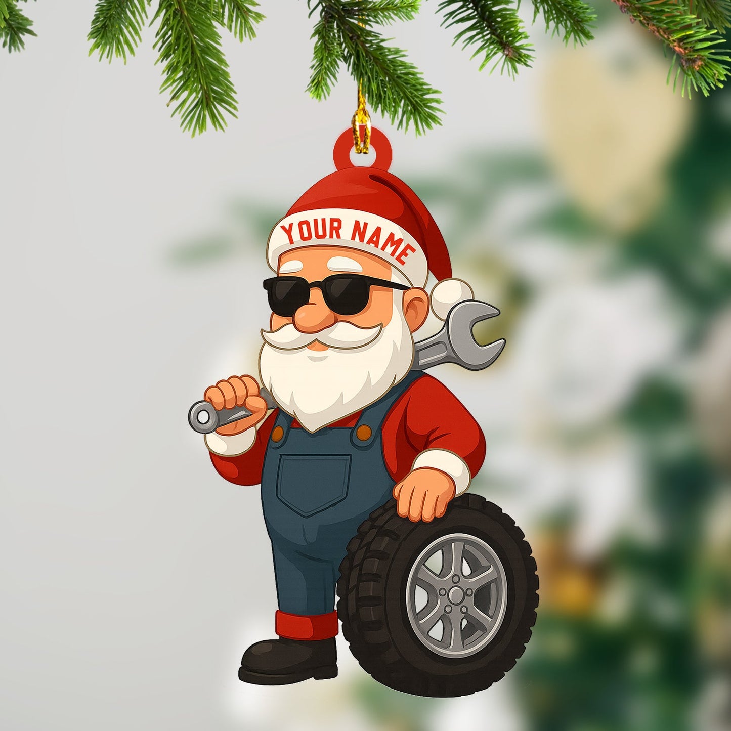 Santa Mechanic Christmas, Home Decor, Christmas Ornament, Personalized Ornament