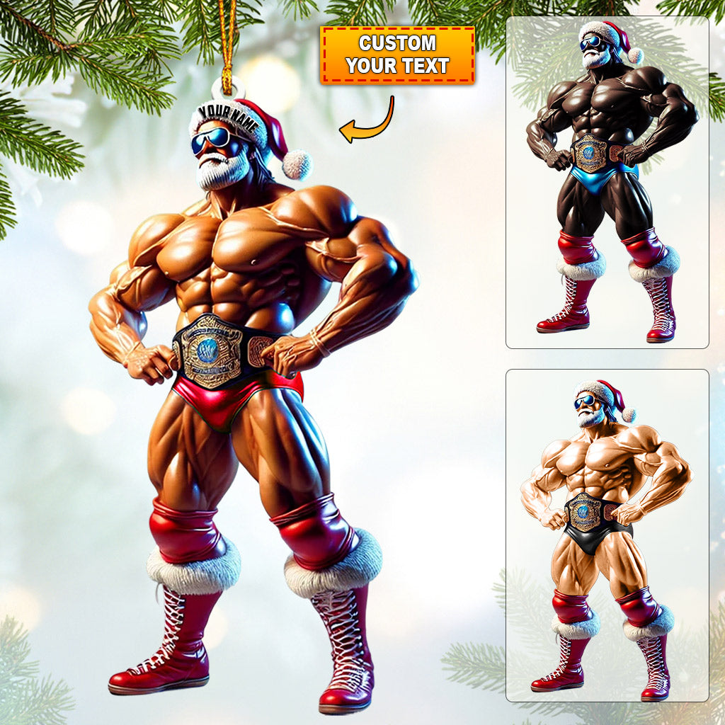 Strong Santa Home Decor Christmas Ornament, Personalized Ornament