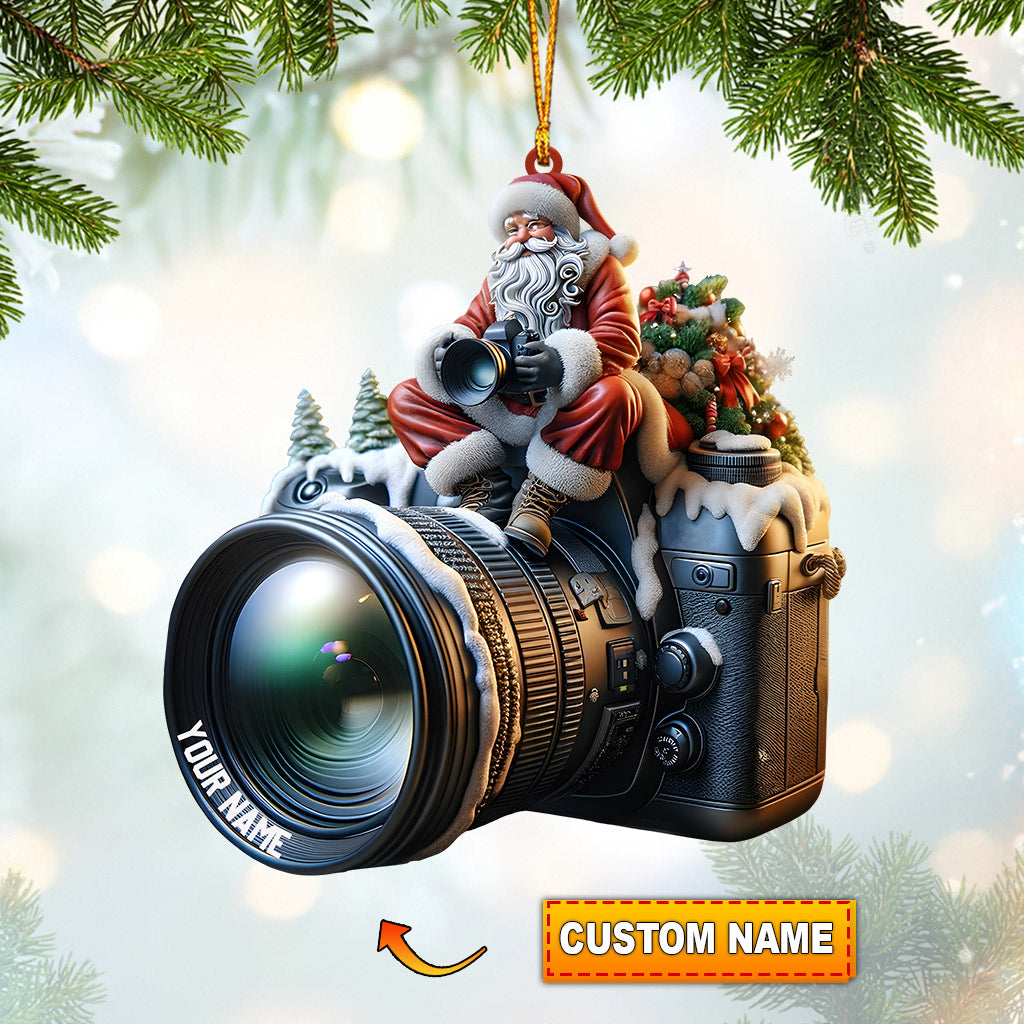 Santa Photographer Home Decor Christmas Ornament, Personalized Ornament