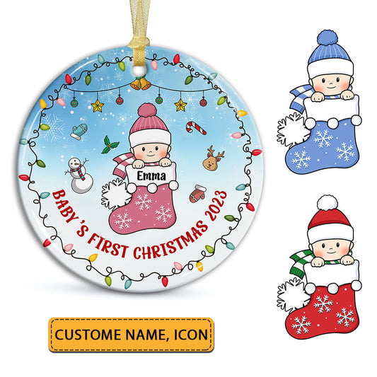Baby's First Christmas - Personalized Ceramic Ornament - Gift For Christmas, Gift For Family