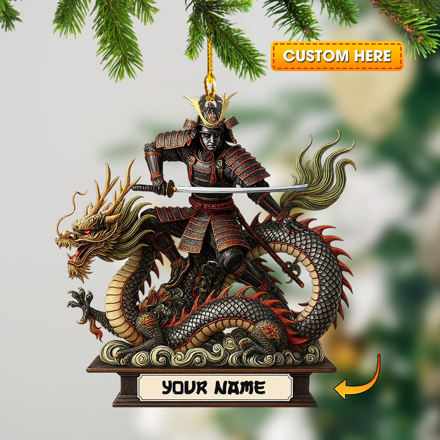 Dragon Samurai, Home Decor, Christmas Ornament, Personalized Ornament