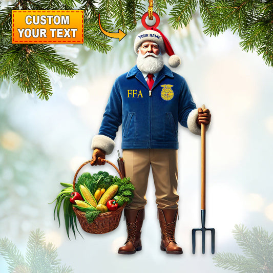 Farmer Santa Home Decor Christmas Ornament, Personalized Ornament