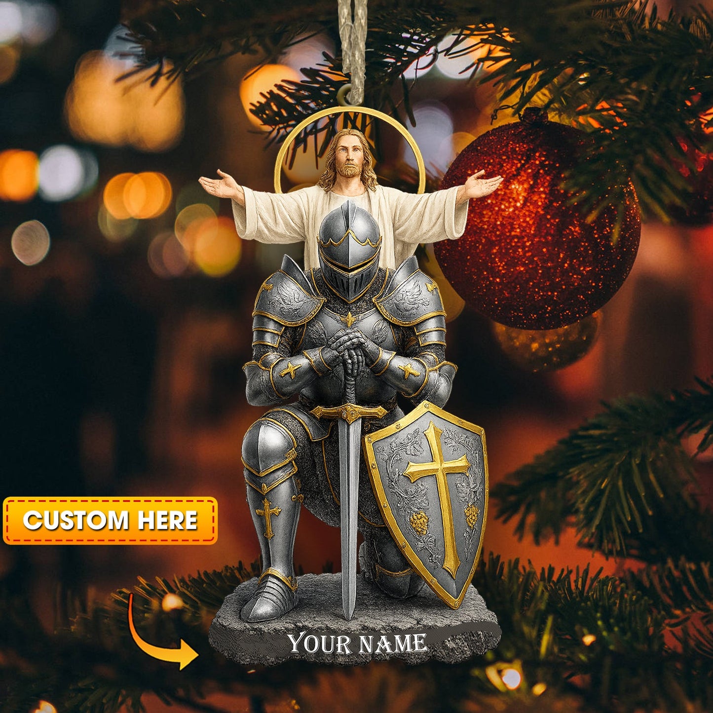 Christian Faithful Knight Gift For Christian, Home Decor, Christmas Ornament, Personalized Ornament