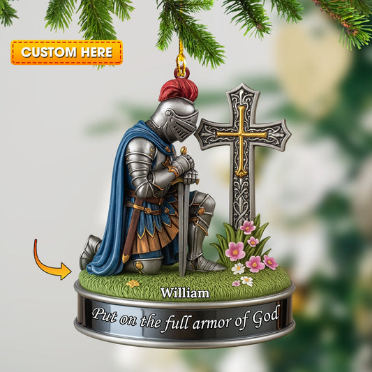 Kneeing Knight Gift For Christian, Home Decor, Christmas Ornament, Personalized Ornament