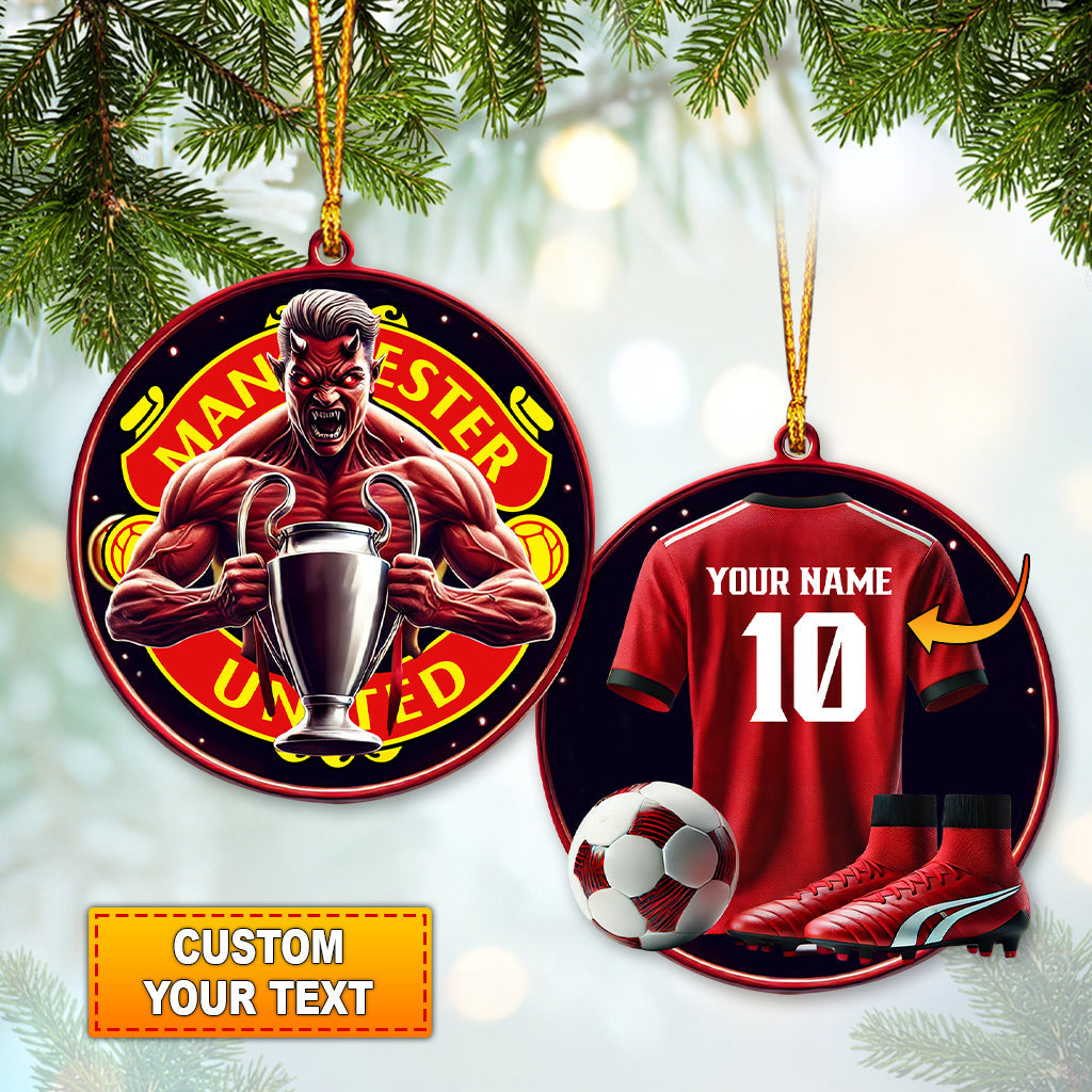 Custom Name and Number Manchester United Ornament, Christmas Gift for Football Lover
