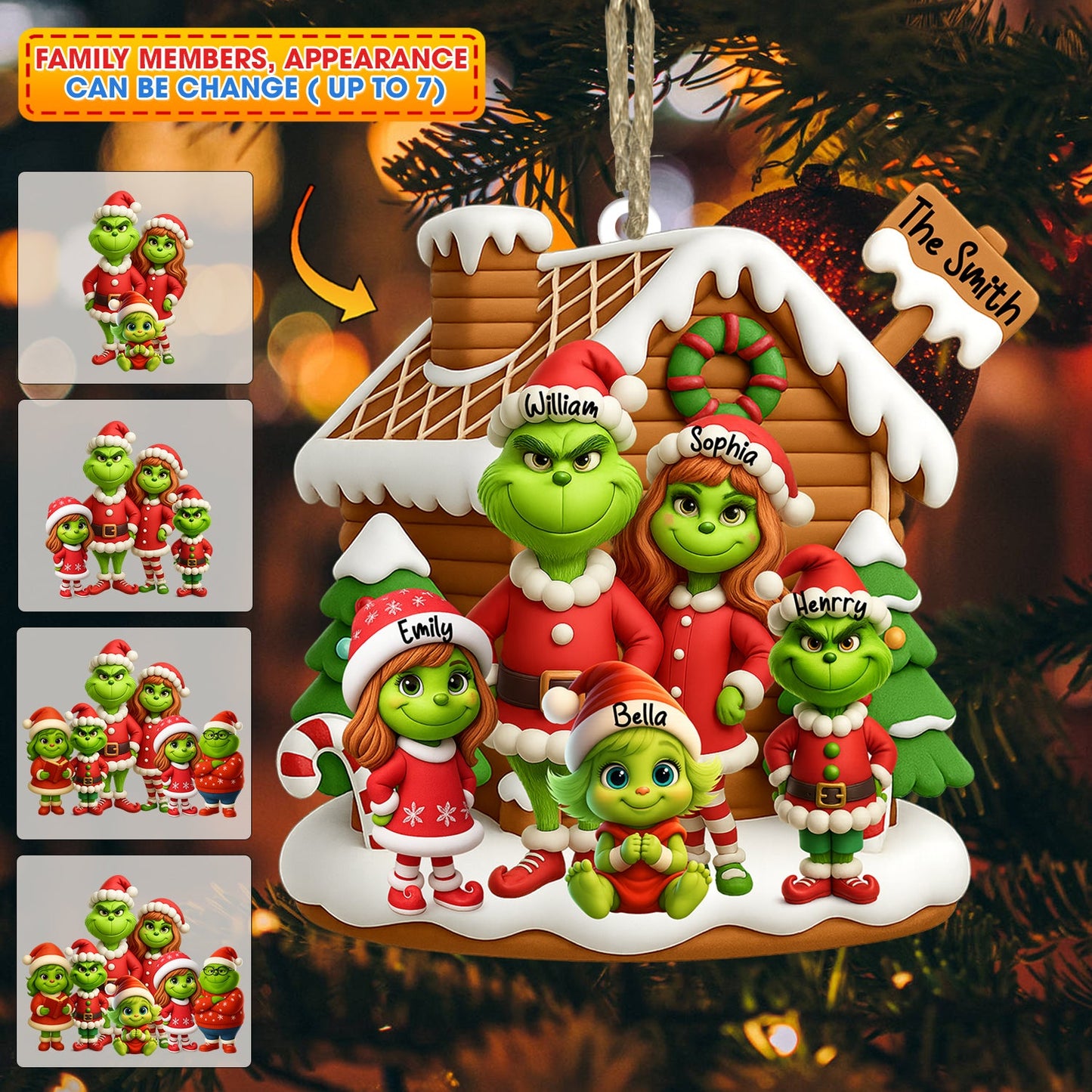 ELF Family Christmas, Home Decor, Christmas Ornament, Personalized Ornament