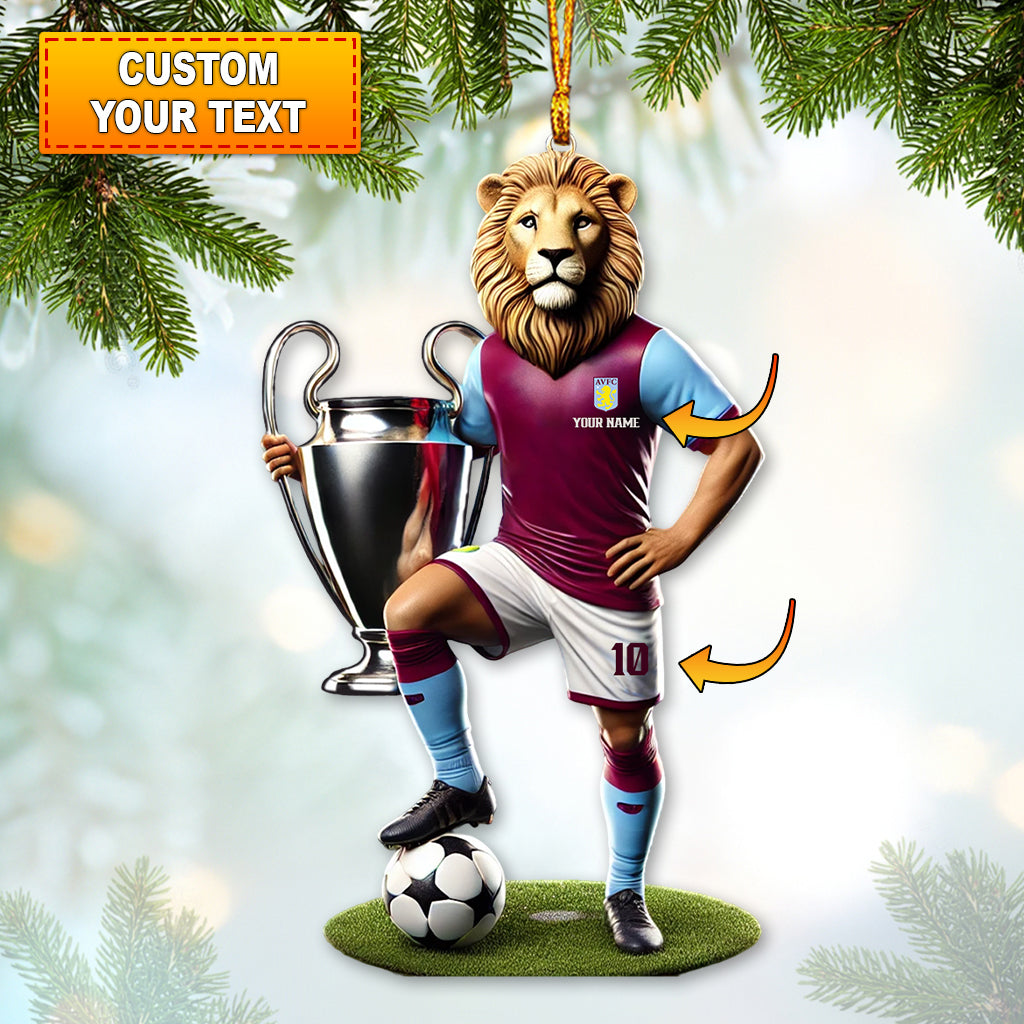 Custom Name and Number Football Ornament, Christmas Gift for Football Lover