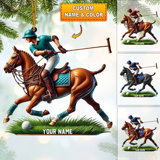Polo Player Decor Christmas Ornament, Personalized Ornament