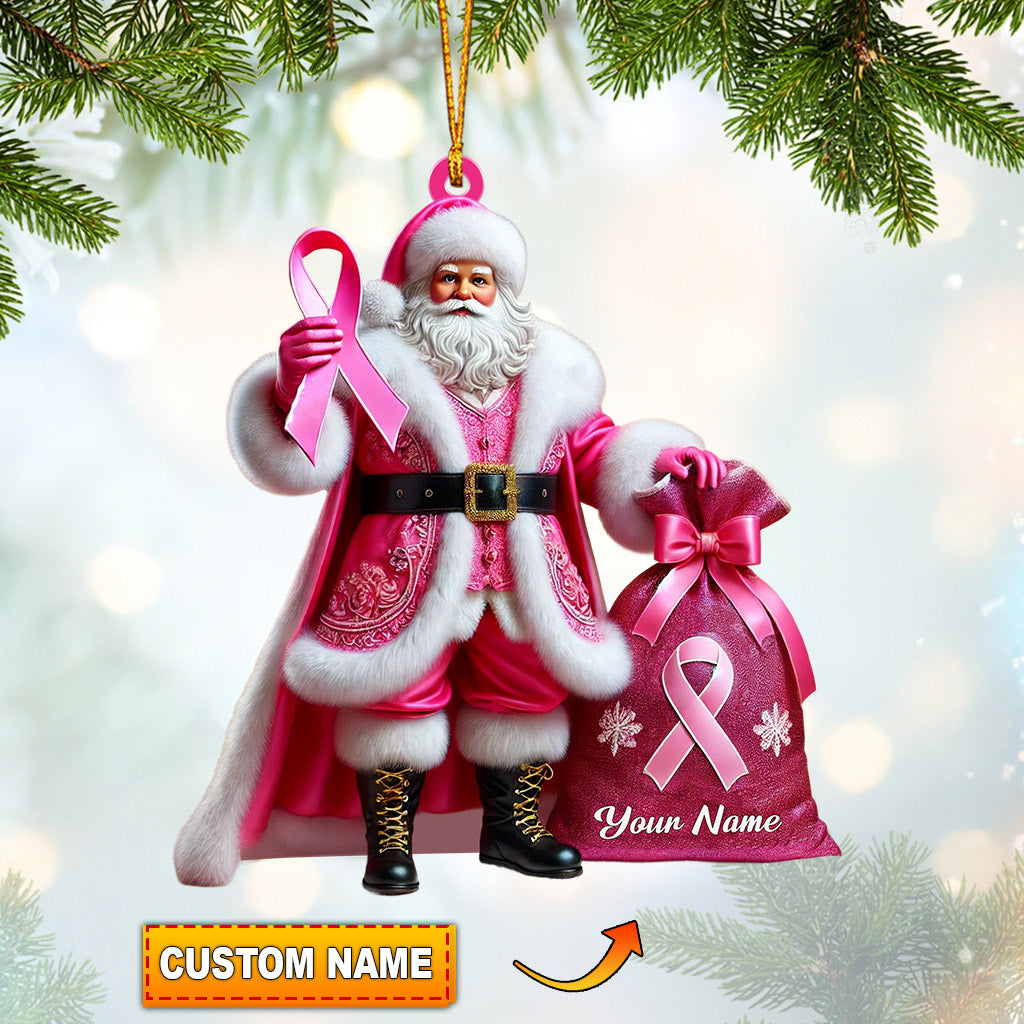Pink Santa Home Decor Christmas Ornament, Personalized Ornament