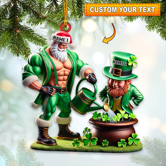 Lucky Leprechaun In Green Leotards Home Decor Christmas Ornament, Personalized Ornament