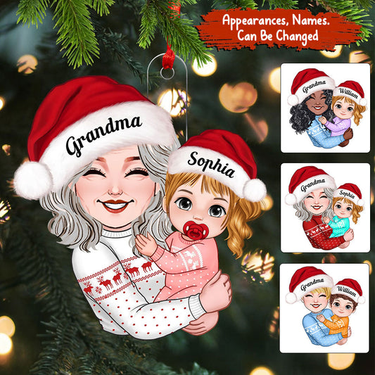 Grandma Carried The Kid, Christmas Decor - Personalized Acrylic Ornament - Gift For Family