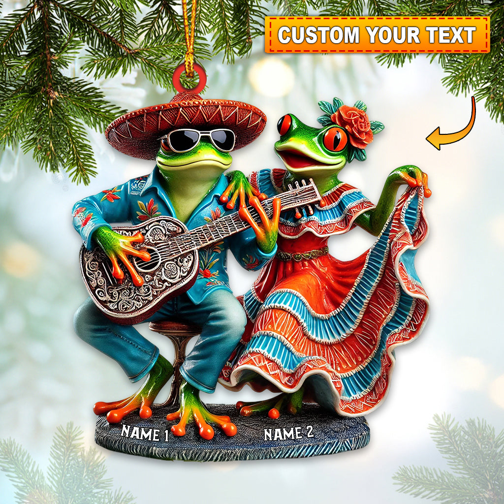 A Couple Mexican Frog Home Decor Christmas Ornament, Personalized Ornament
