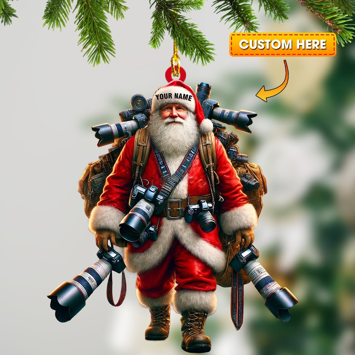 Photographer Santa Home Decor Christmas Ornament, Personalized Ornament