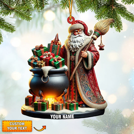 Santa Witch Home Decor Christmas Ornament, Personalized Ornament