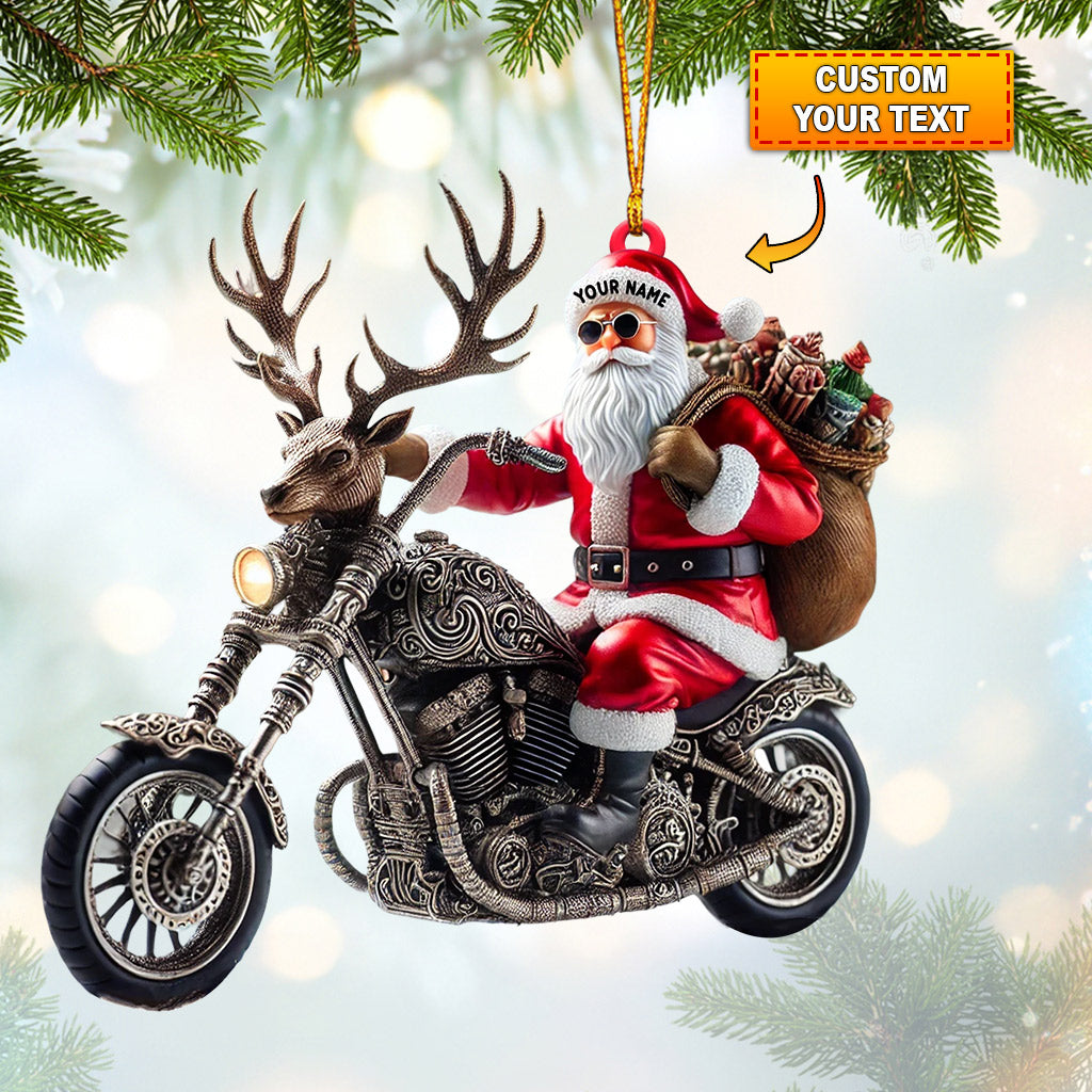 Moto Santa Home Decor Christmas Ornament, Personalized Ornament