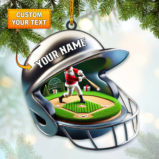Santa Baseball  Home Decor Christmas Ornament, Personalized Ornament