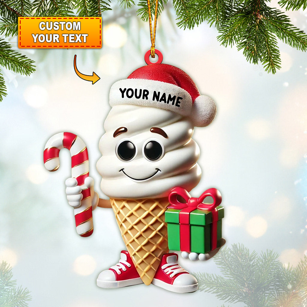 Ice Cream Home Decor Christmas Ornament, Personalized Ornament