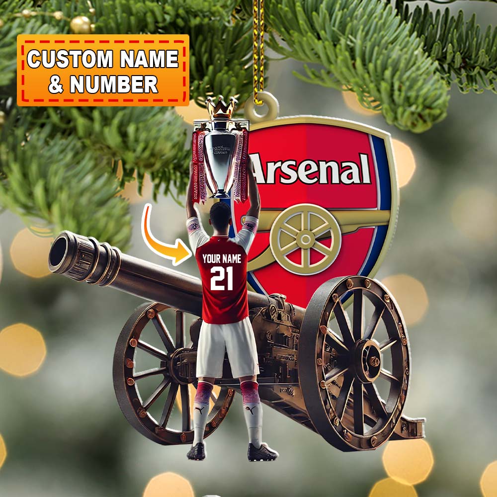 Custom Name Arsenal Ornament, Christmas Gift for Football Lover