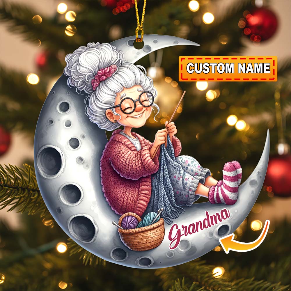 Knitting Woman, Home Decor, Christmas Ornament, Personalized Ornament