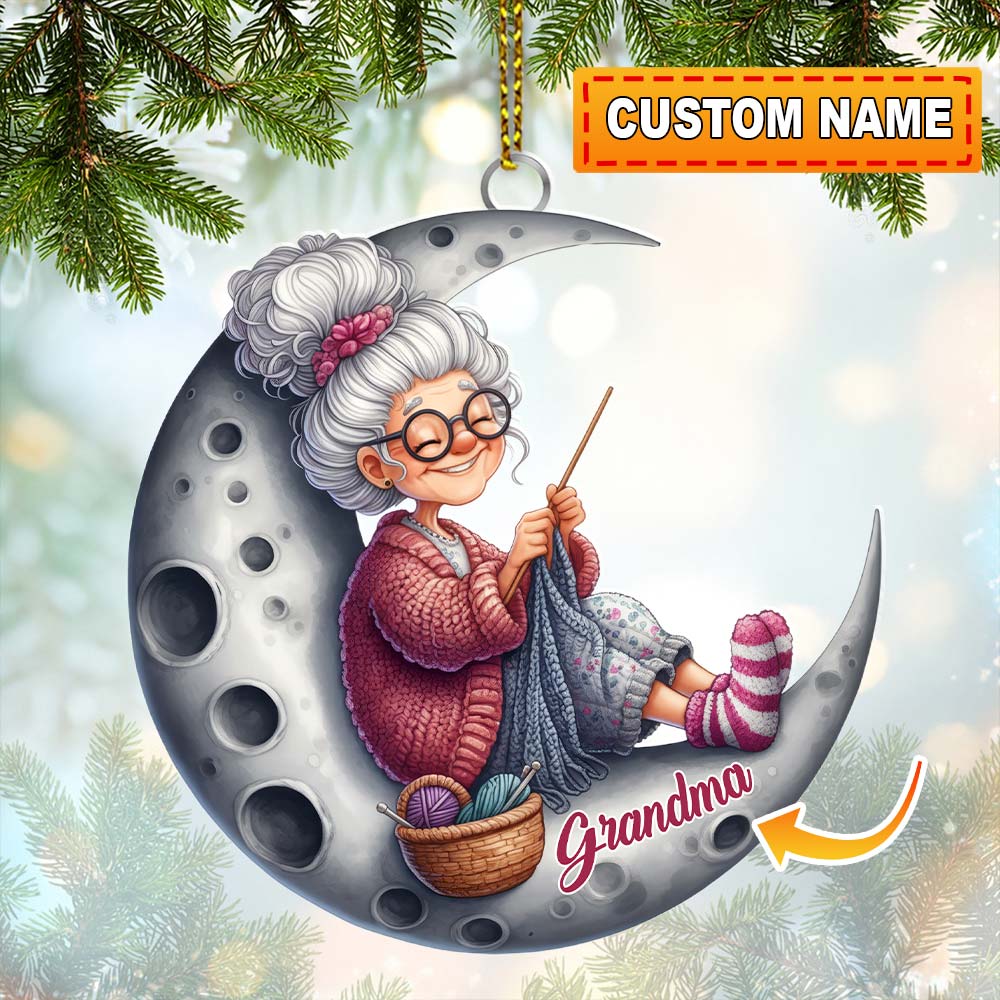 Knitting Woman, Home Decor, Christmas Ornament, Personalized Ornament