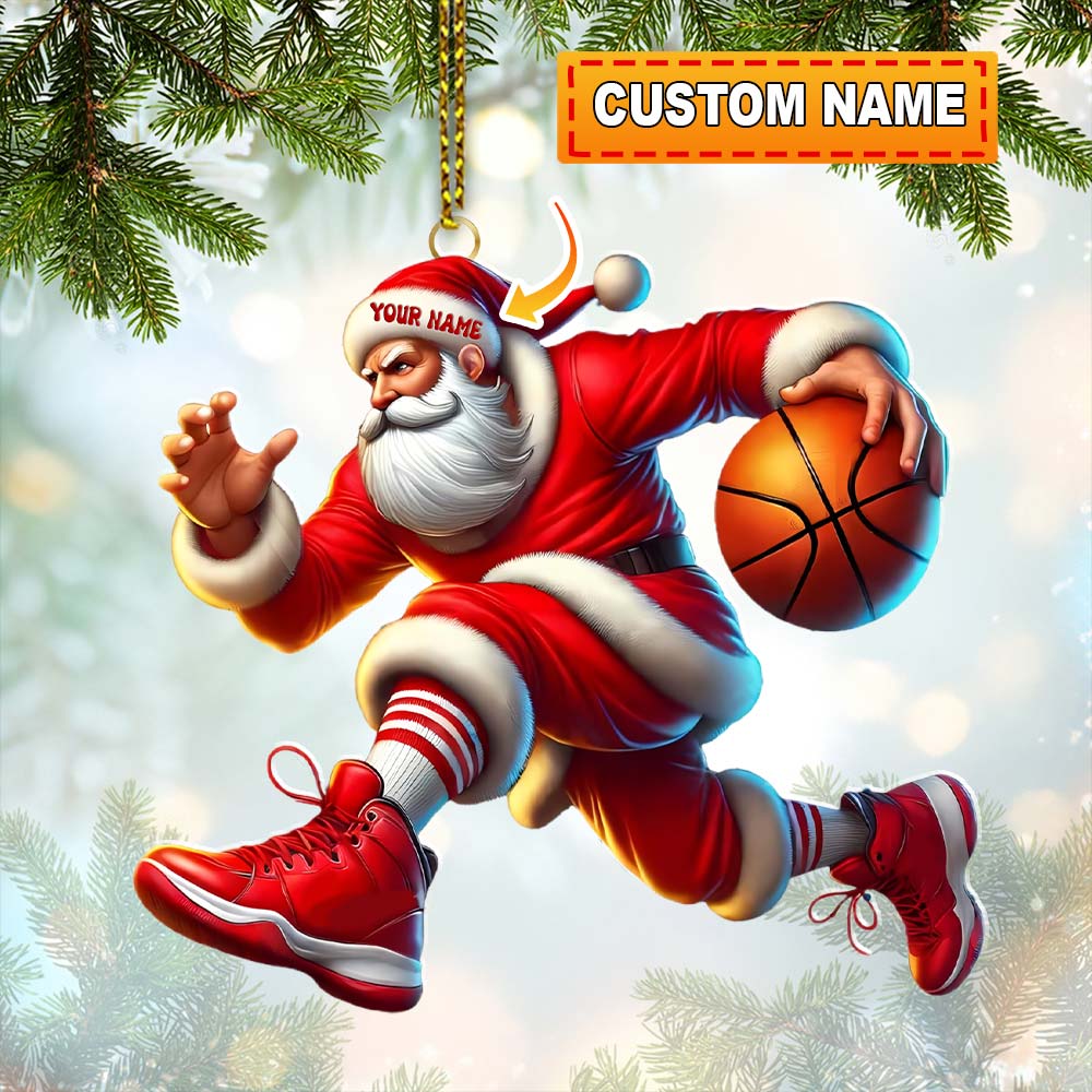 Basketball Santa Christmas, Home Decor, Christmas Ornament, Personalized Ornament