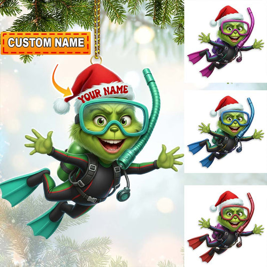 Diver ELF, Home Decor, Christmas Ornament, Personalized Ornament