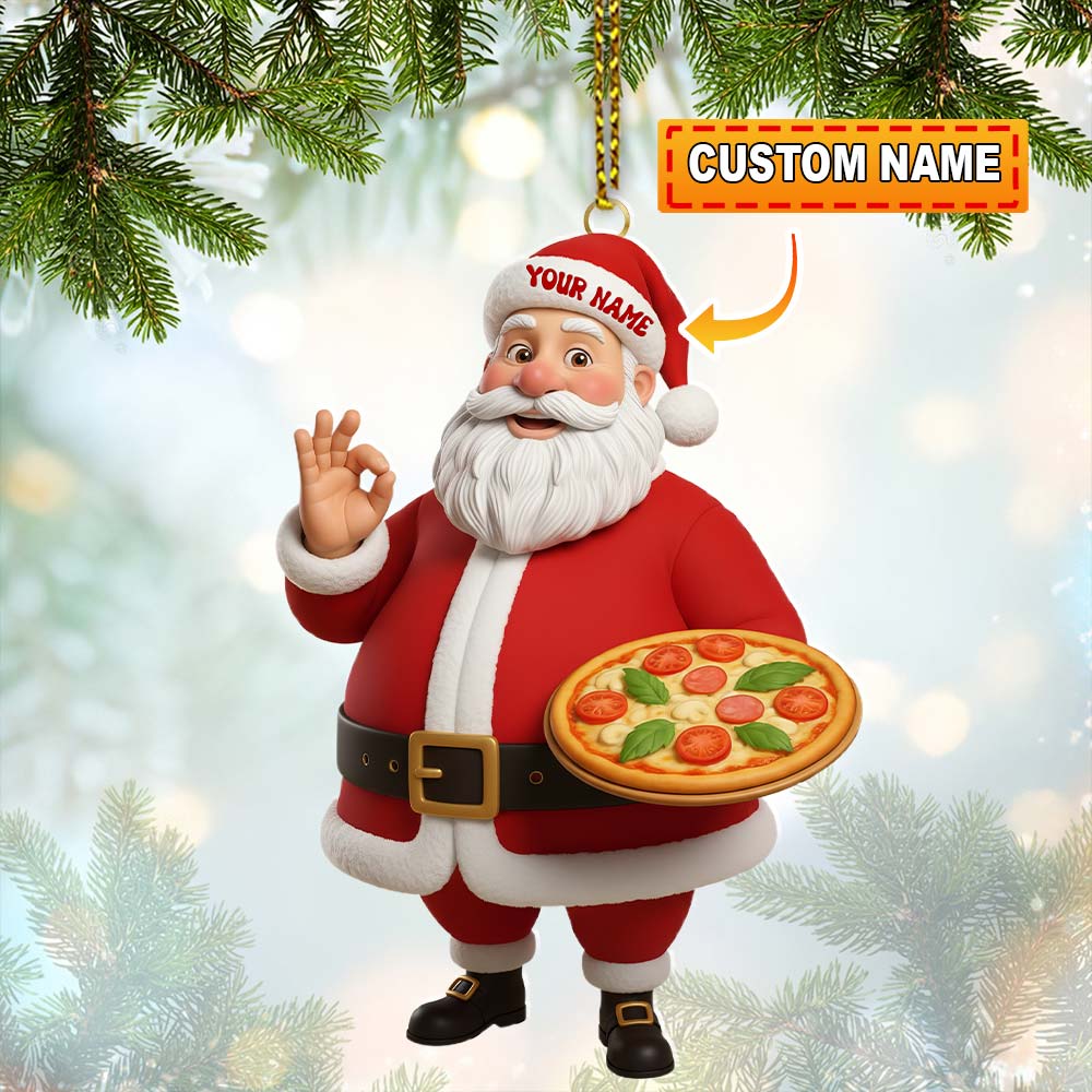 Pizza Chef Santa, Home Decor, Christmas Ornament, Personalized Ornament