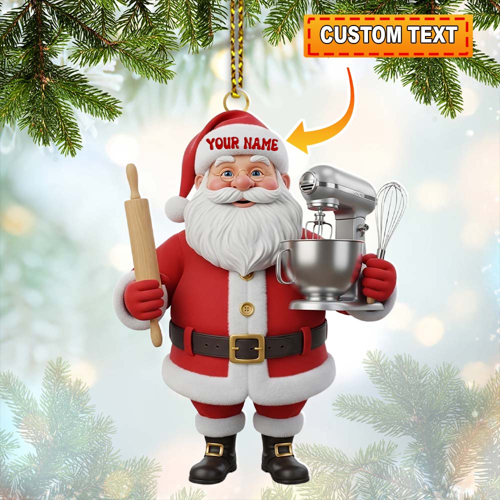 Santa Chef, Home Decor, Christmas Ornament, Personalized Ornament