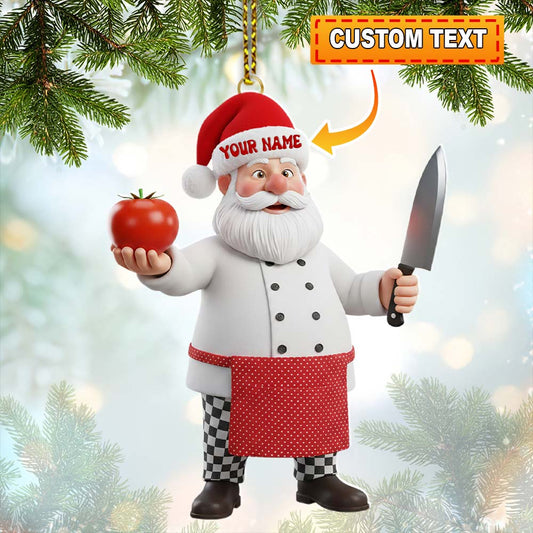Santa Chef, Home Decor, Christmas Ornament, Personalized Ornament