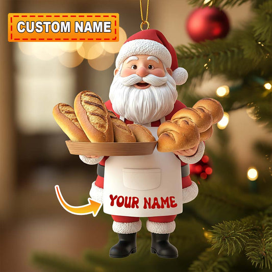 Santa Making Bread, Home Decor, Christmas Ornament, Personalized Ornament