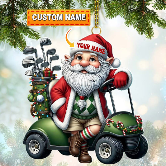 Santa Golf Car, Home Decor, Christmas Ornament, Personalized Ornament