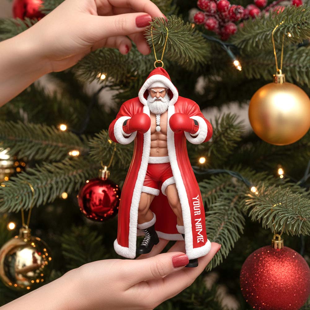Boxing Santa, Home Decor, Christmas Ornament, Personalized Ornament