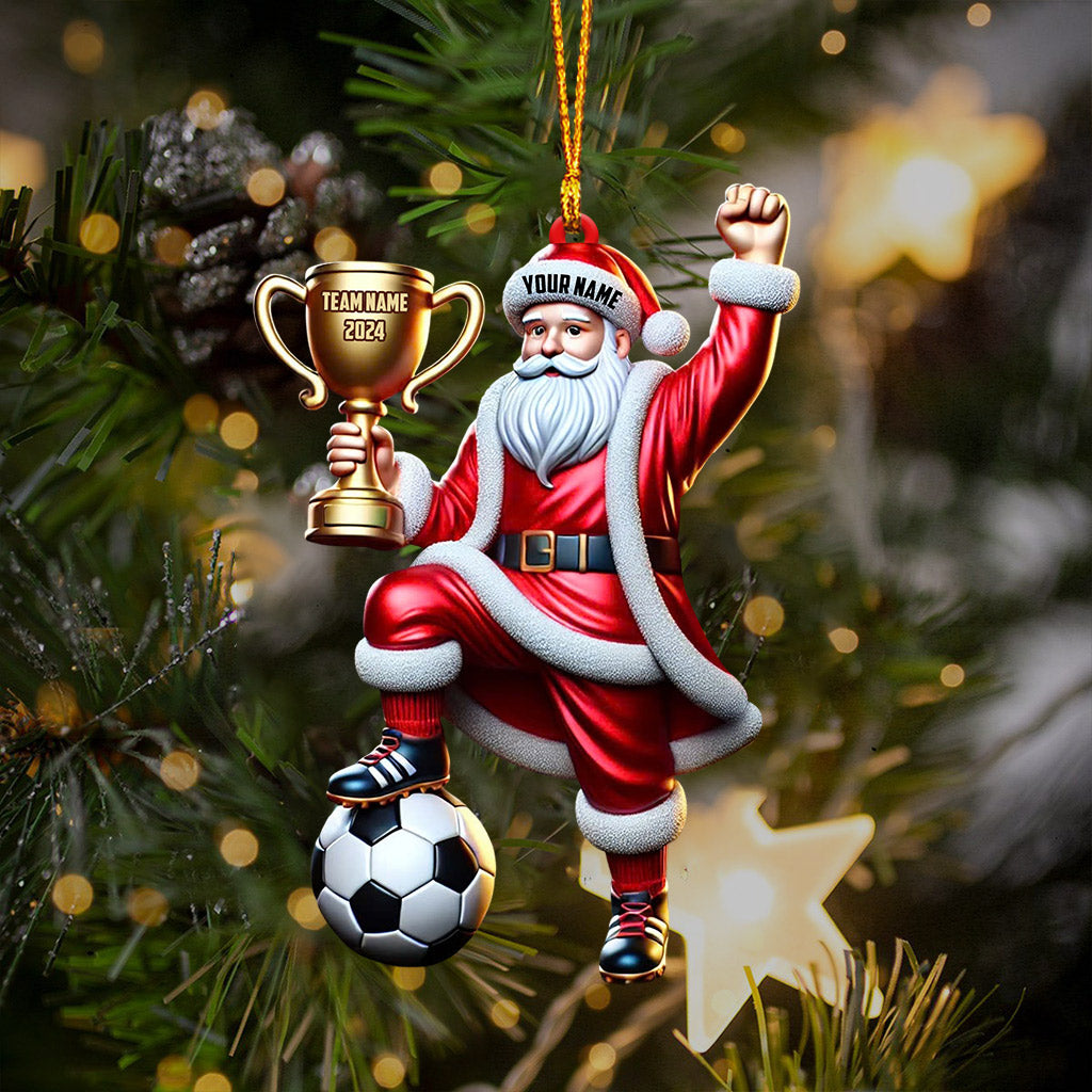 Football Champion Santa Christmas Ornament, Personalized Ornament