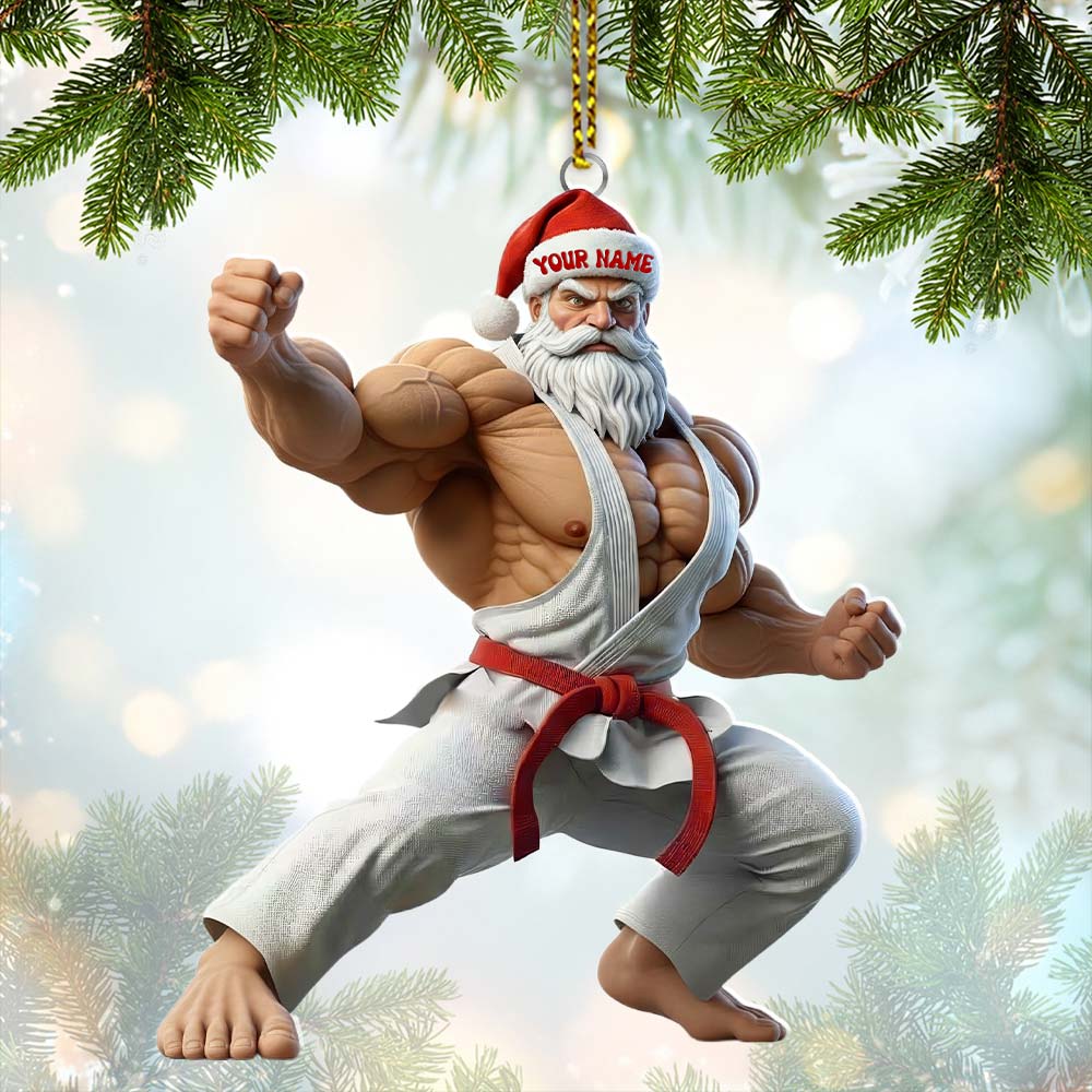 Karate Santa, Home Decor, Christmas Ornament, Personalized Ornament