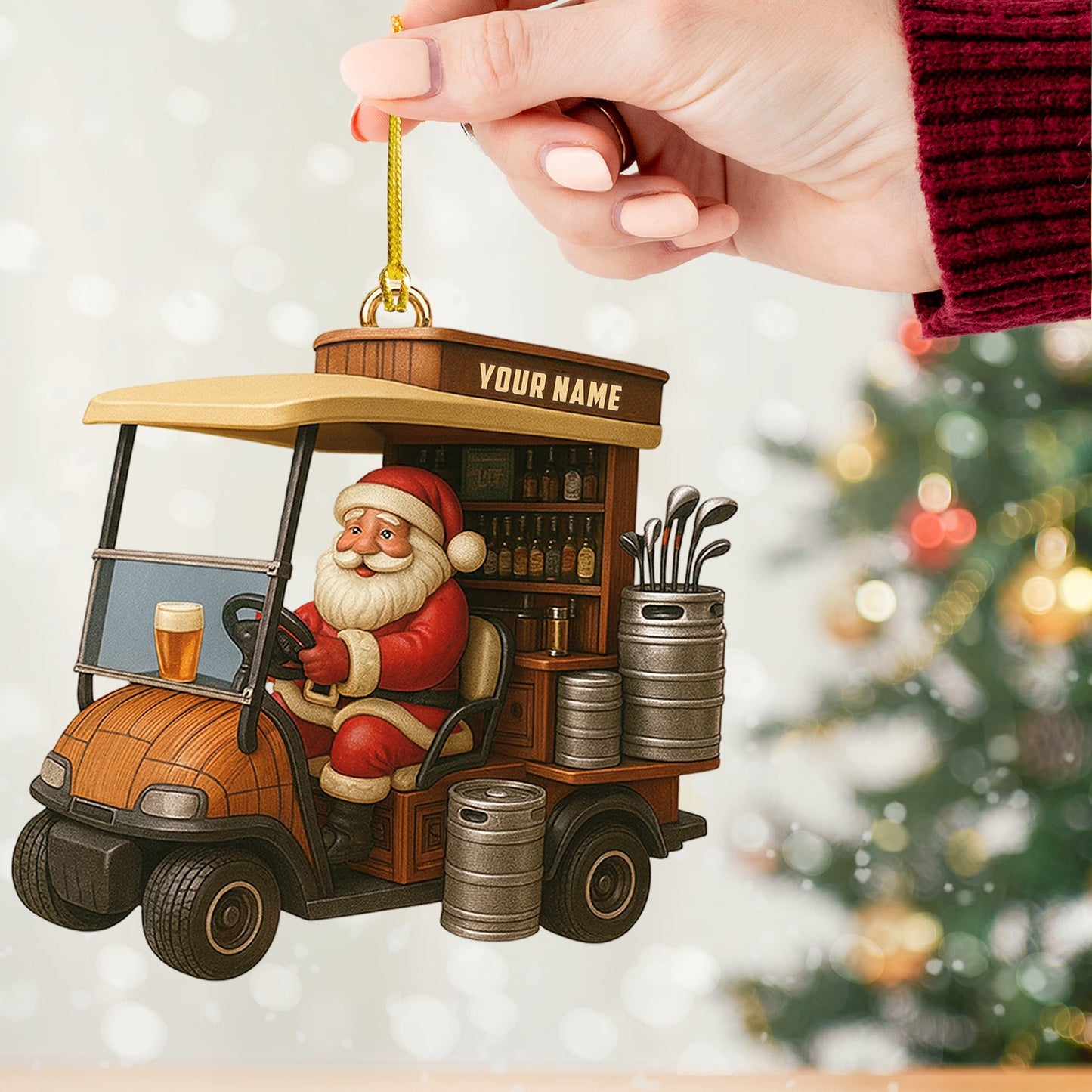 Golf Santa, Home Decor, Christmas Ornament, Personalized Ornament