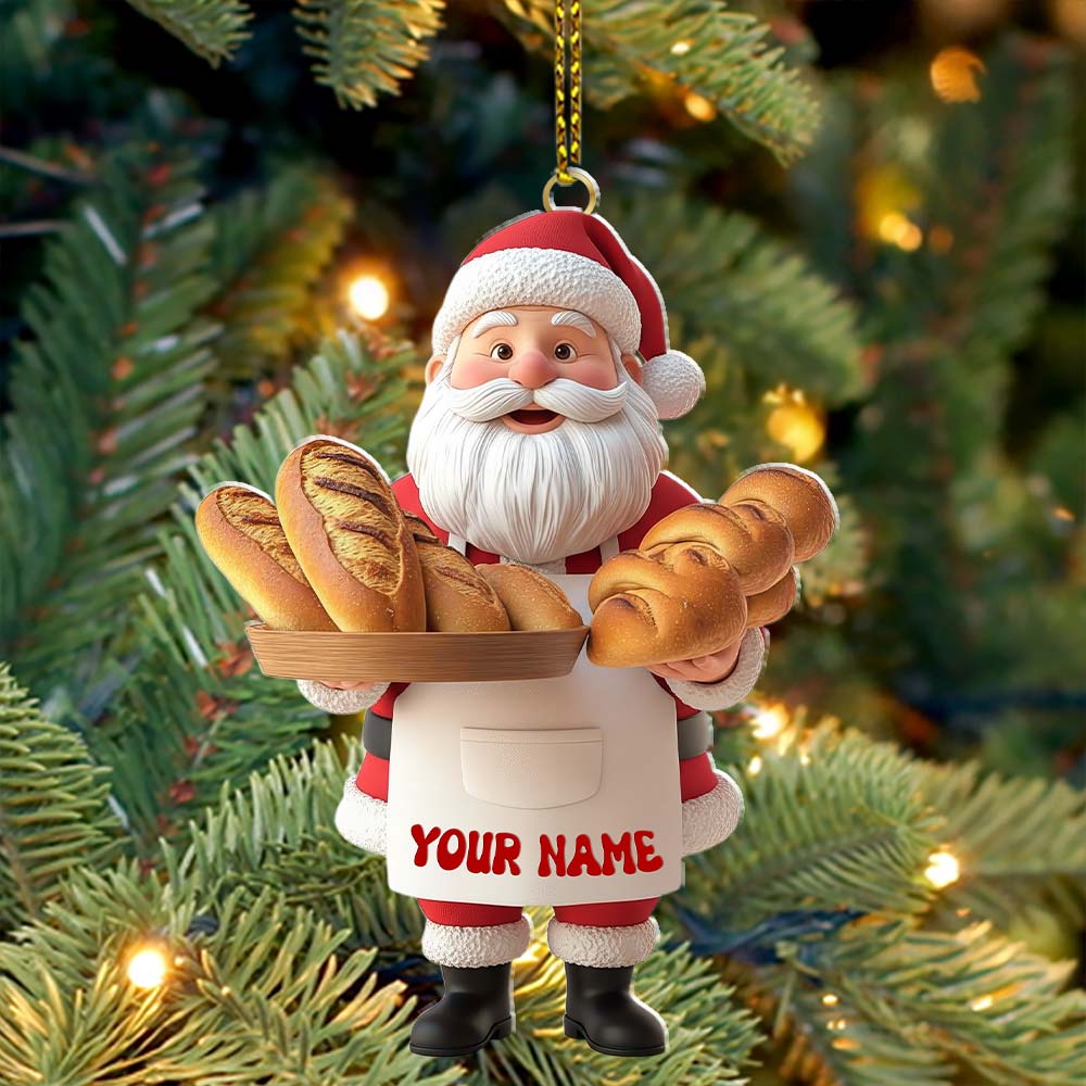 Santa Making Bread, Home Decor, Christmas Ornament, Personalized Ornament
