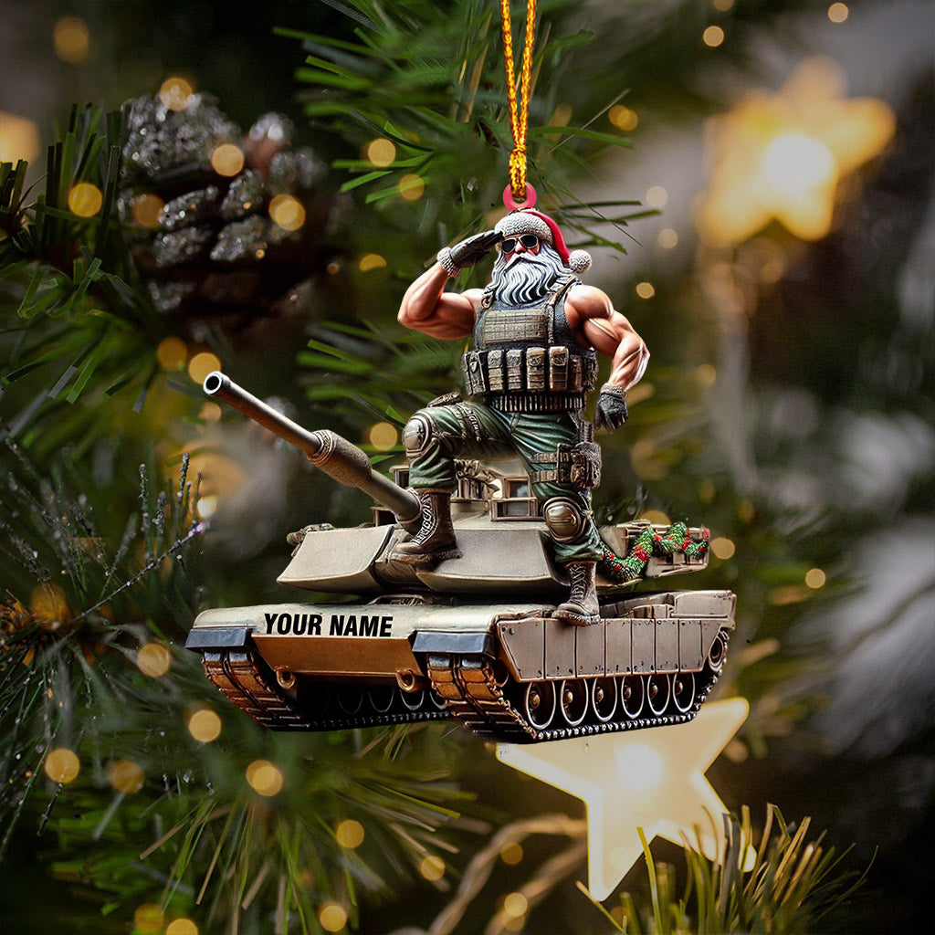 Army Santa Home Decor Christmas Ornament, Personalized Ornament