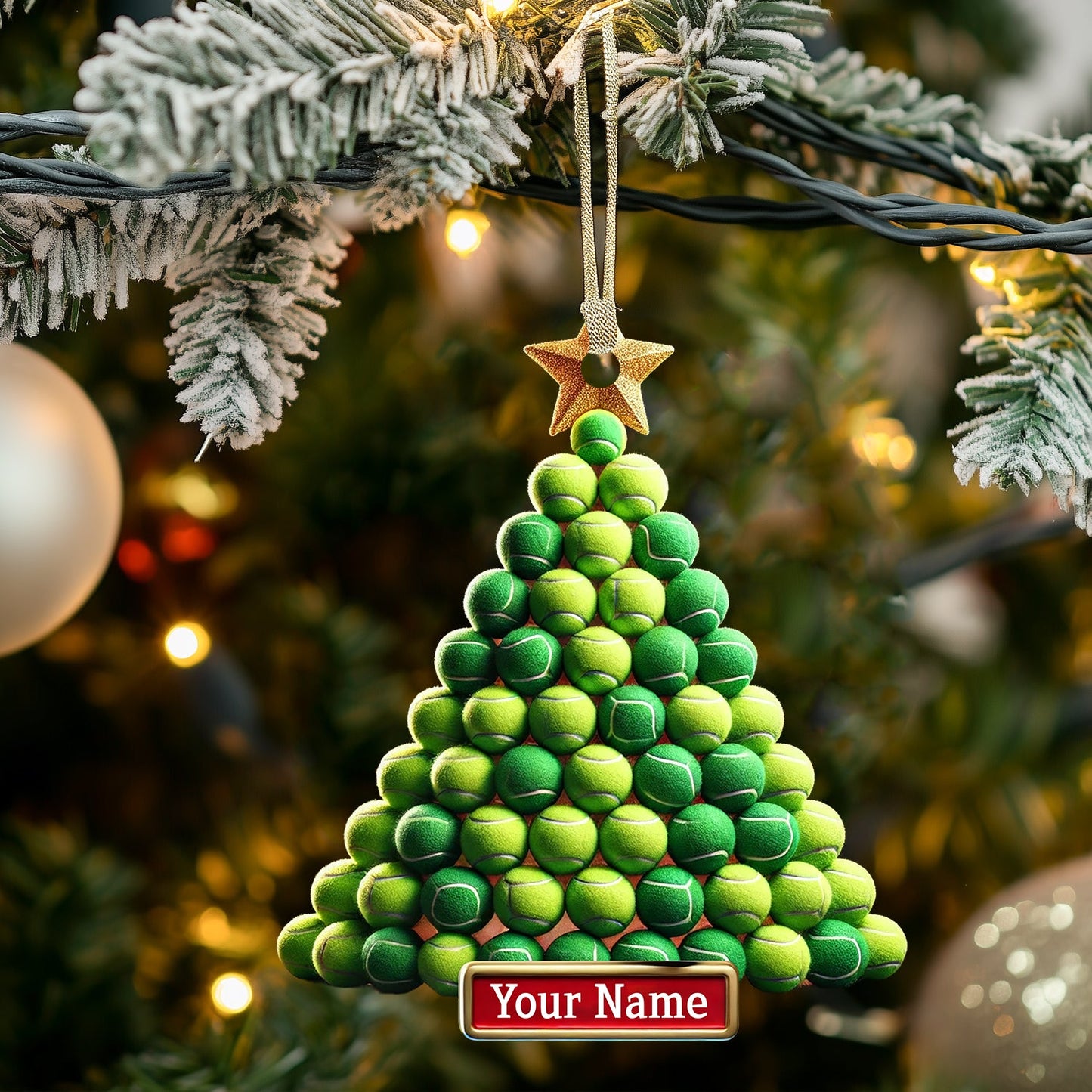 Tennis Ball Tree Christmas Ornament, Personalized Ornament