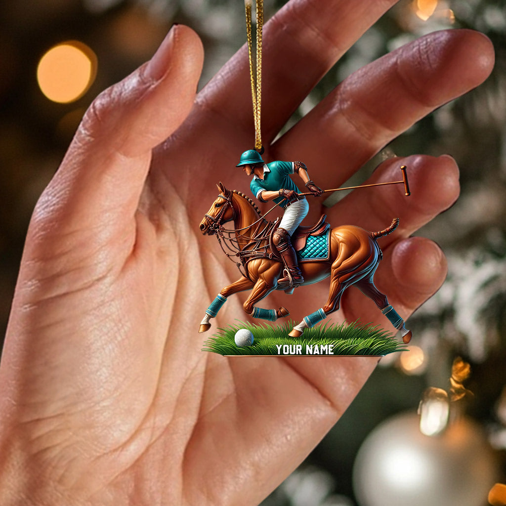 Polo Player Decor Christmas Ornament, Personalized Ornament