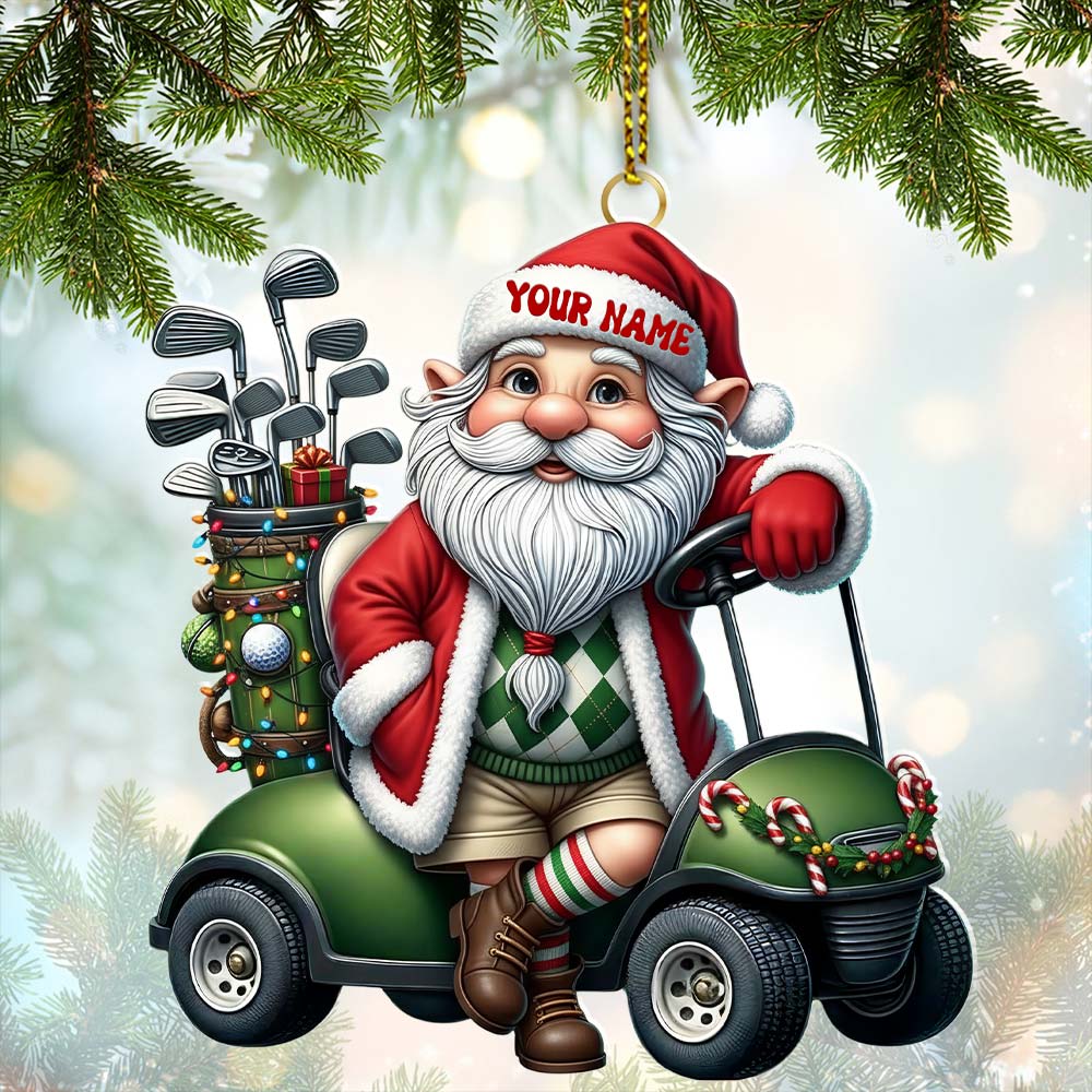 Santa Golf Car, Home Decor, Christmas Ornament, Personalized Ornament