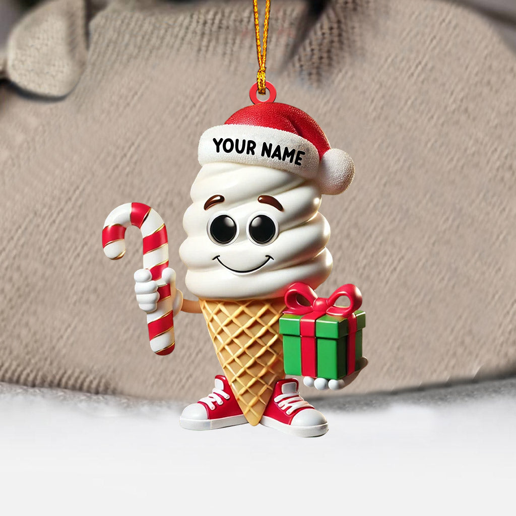Ice Cream Home Decor Christmas Ornament, Personalized Ornament