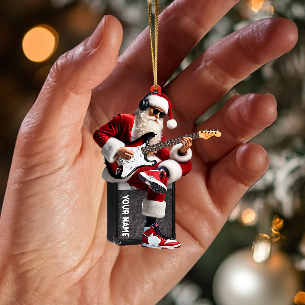 Santa Street Musician Home Decor Christmas Ornament, Personalized Ornament