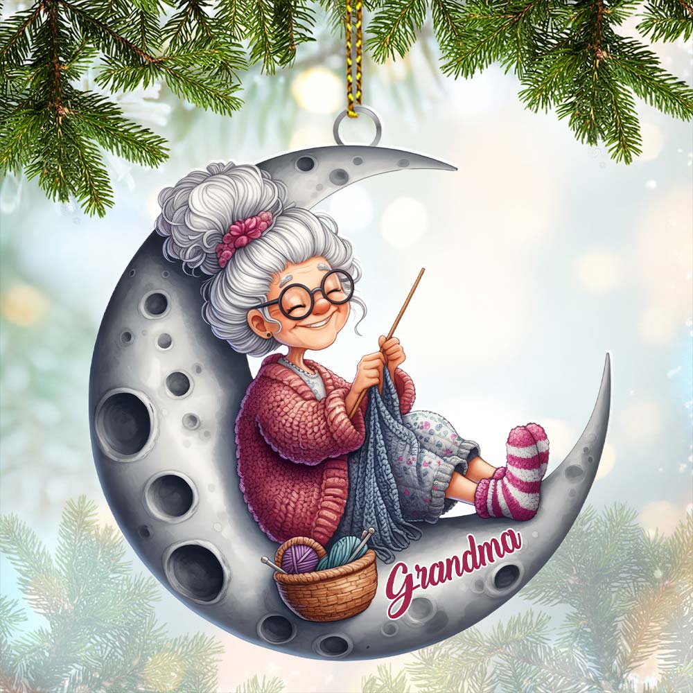 Knitting Woman, Home Decor, Christmas Ornament, Personalized Ornament